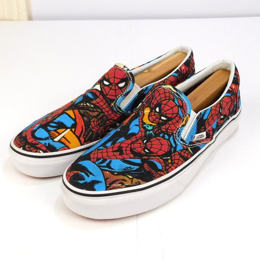 Vans x Marvel Spider-Man Classic Slip-On Comic Print Shoes Mens 8.5 Womens 10